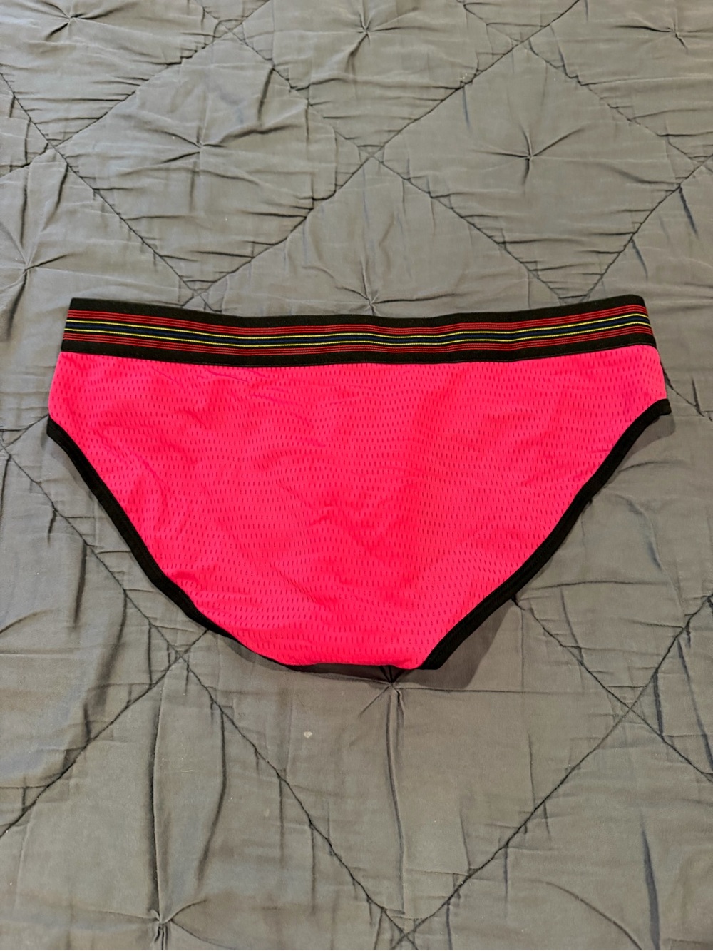 BIKE Men's Hot Pink Mesh Athletic Brief with Contrast Trim - Picture 4 of 4